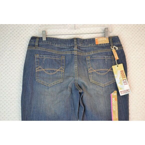 Mossimo Juniors 13 Medium Wash Lowest Waist Straight Hip Stretch Bootcut Jeans - Picture 10 of 16